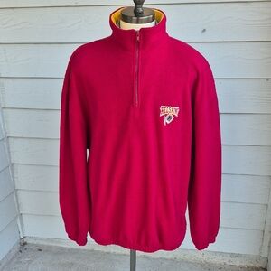 WASHINGTON REDSKINS NFL Burgundy Fleece Sz 2XL Half Zip Pullover Jacket RARE 90s
